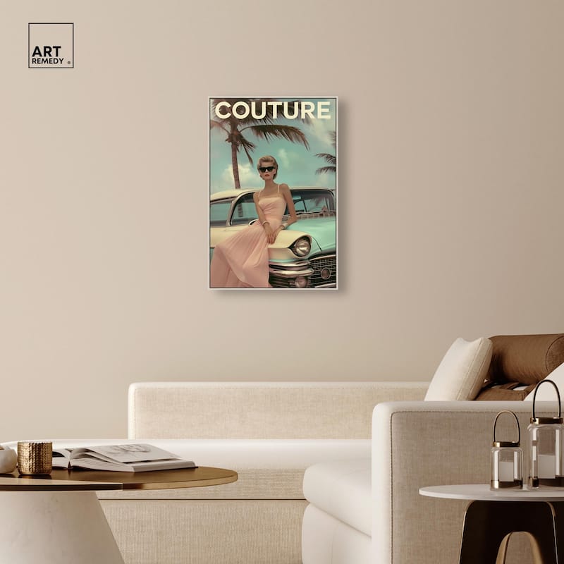 Vintage Beach Car Cover Canvas by Art Remedy