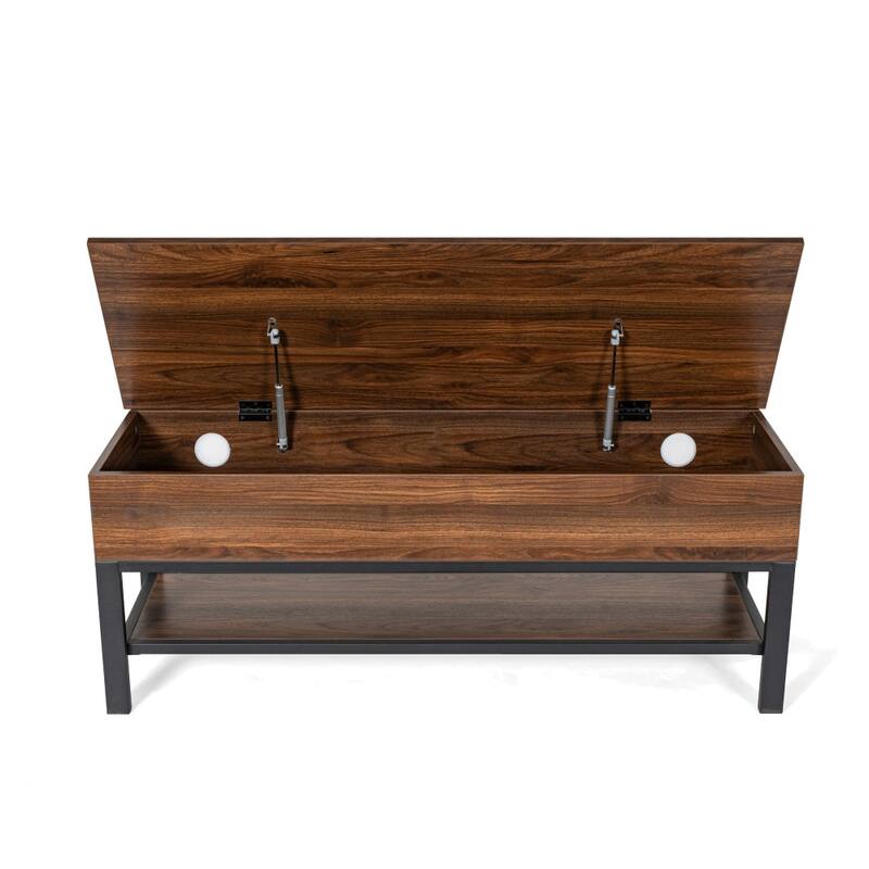 Farmhouse Entryway Bench with Hinged Lift Top and Storage