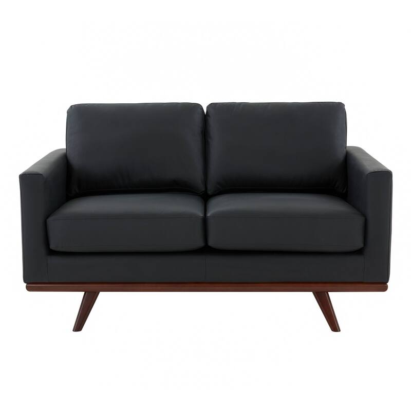 Chester Modern Loveseat 2 Seater Sofa Couch in Leather or Mesh Upholstery With Birch Wood Base for Living Room Bedroom Office