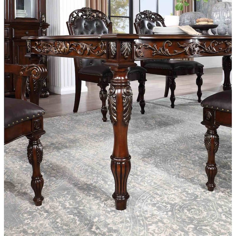 Traditional Espresso Finish Dining Set Expandable Table and Chairs 7pc