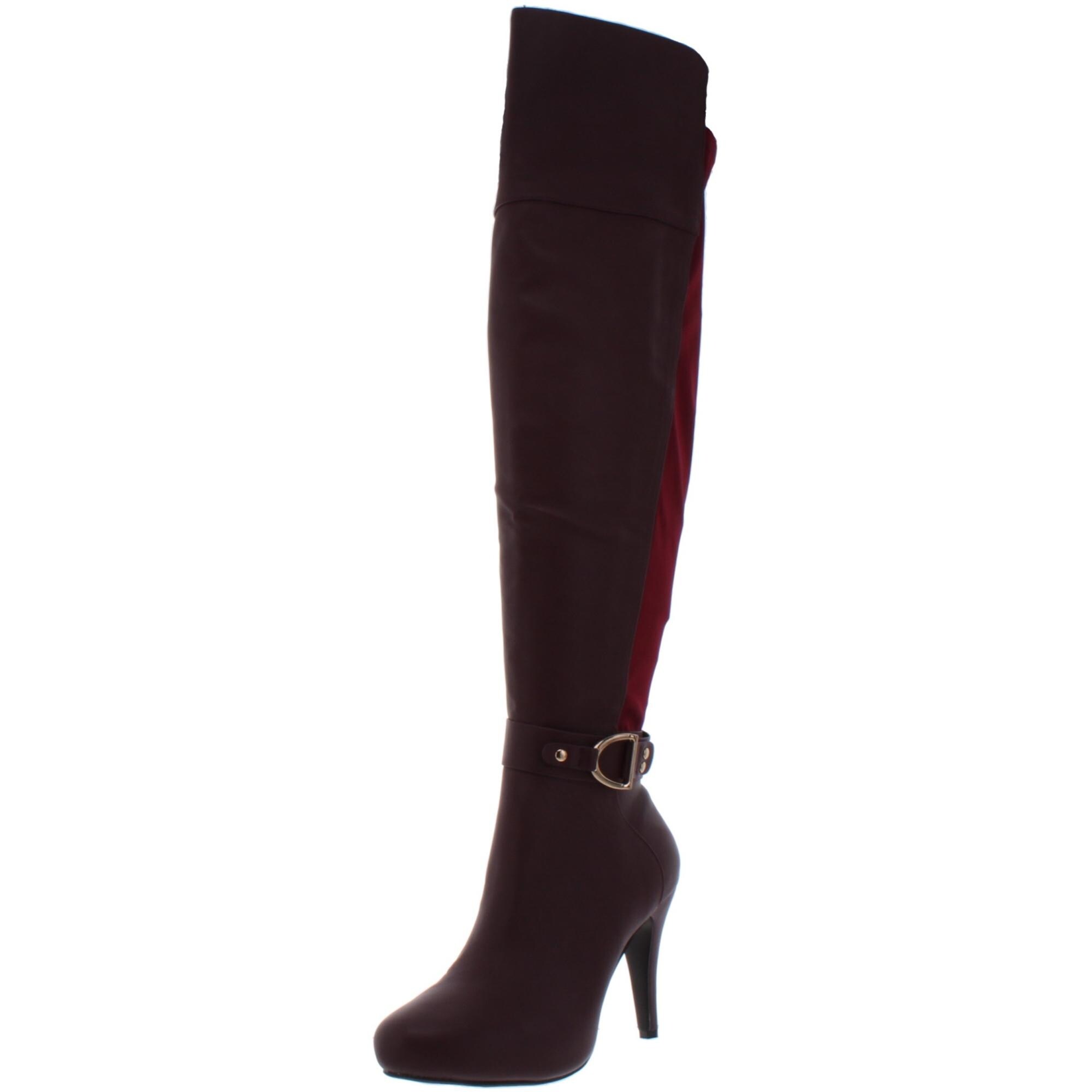 burgundy over the knee boots