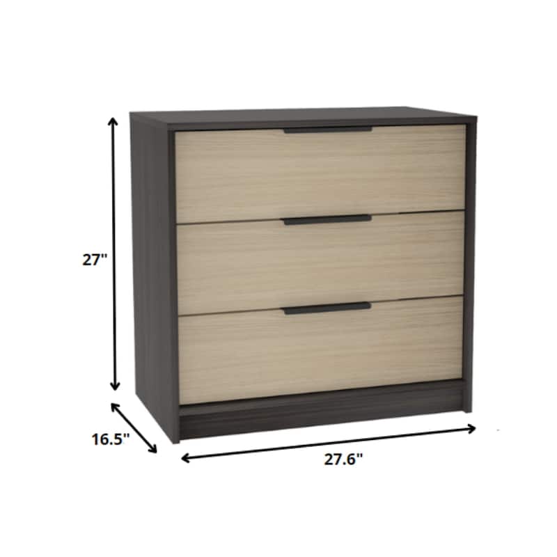 Wood Modern 3-Drawer Horizontal Dresser with Metal Handles