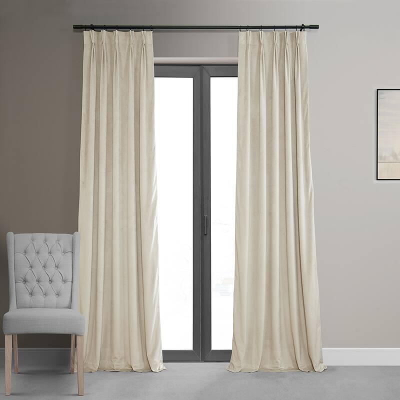Exclusive Fabrics Signature Pleated Blackout Velvet Curtain (1 Panel) - 25 X 120 - Neutral Ground