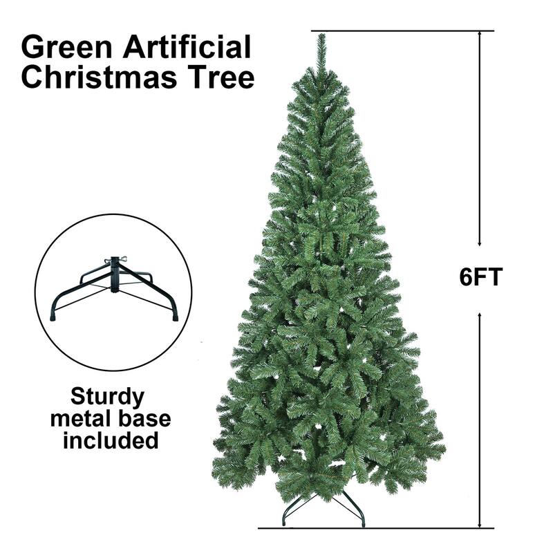 Unlit Green Artificial Christmas Tree - PVC Tips, Hinged Structure, Metal Stand, Office/Apartment Decor