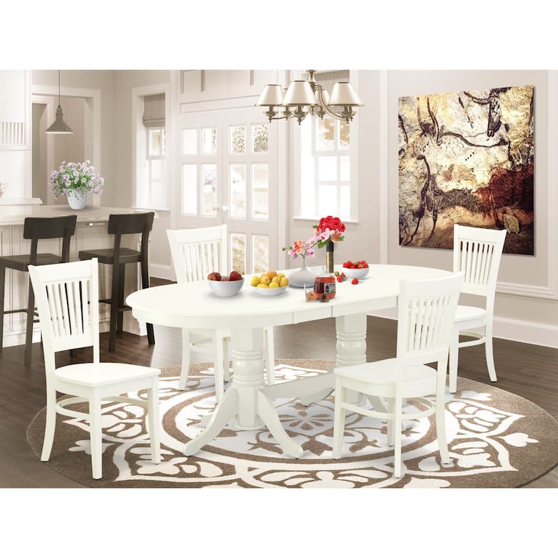 East West Furniture Dinette Set- an Oval Dining Table with and Linen Fabric Chairs, Linen White(Seat Type & Pieces Options) - VAVA5-LWH-W