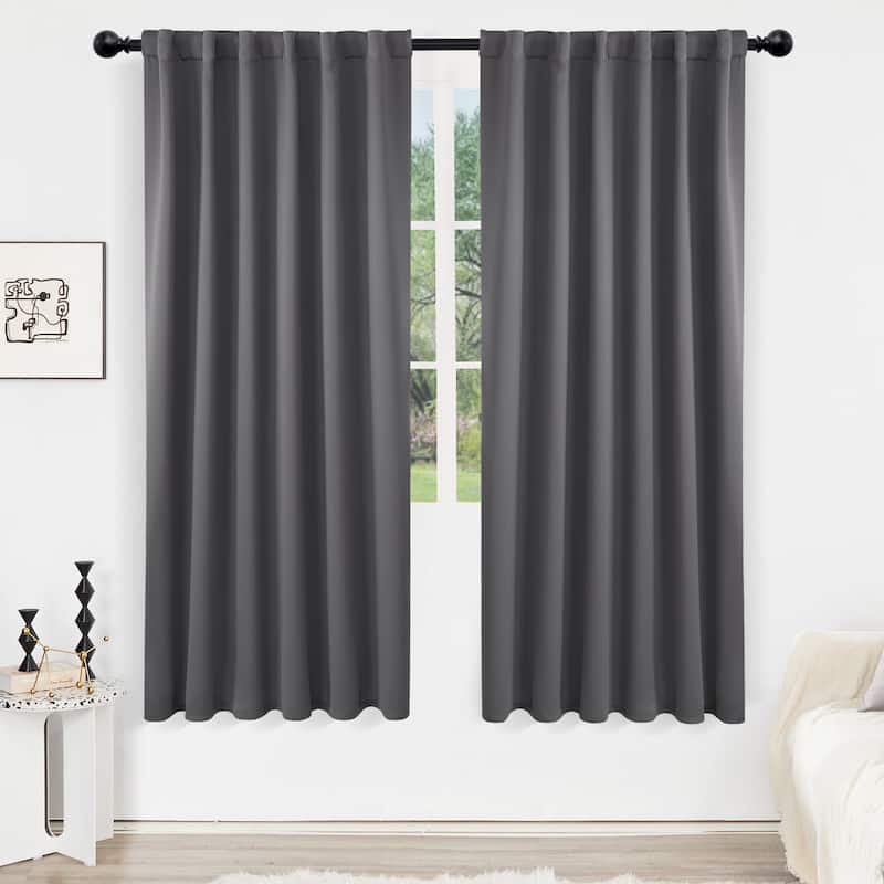 Deconovo Back Tab Blackout Curtains (2 Panel) - 52W x 108L - Dark Grey
