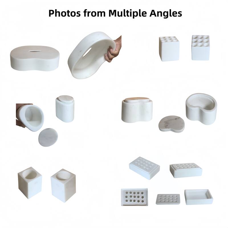 Roomfitters Marble Bathroom Accessories Set, Natural Stone Countertop Accessory Set, Solid Marble Vanity Set