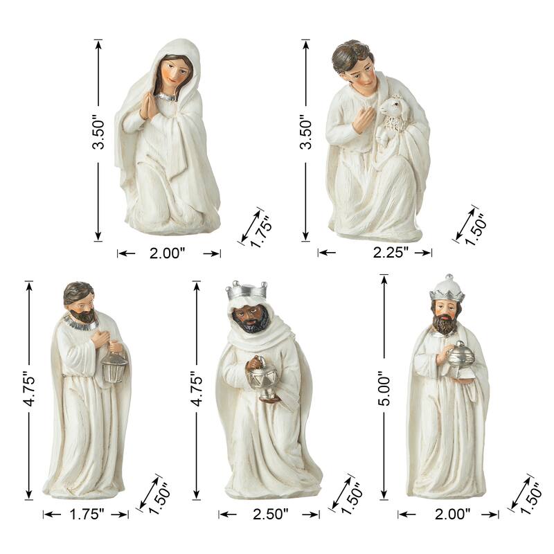 Glitzhome 11 Pcs Ivory Resin Nativity Figurine Set