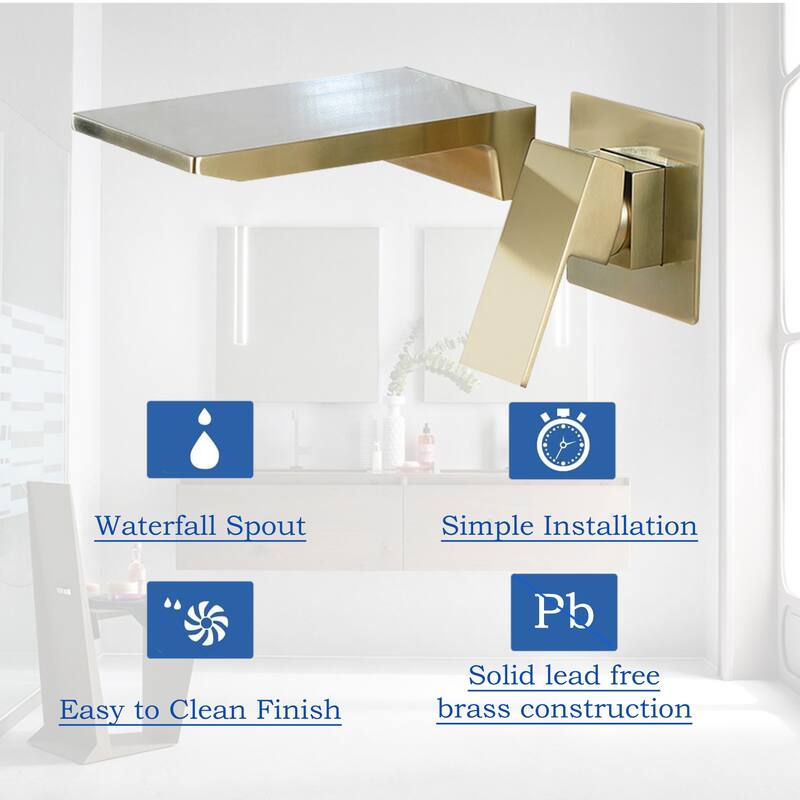 Modland Wall Mounted Bathroom Waterfall Faucet Widespread with 3.7''W Spout