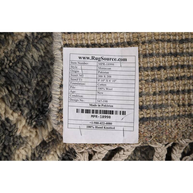 Plush Moroccan Area Rug Hand-Knotted Bedroom Wool Carpet - 6'10" x 9'10"