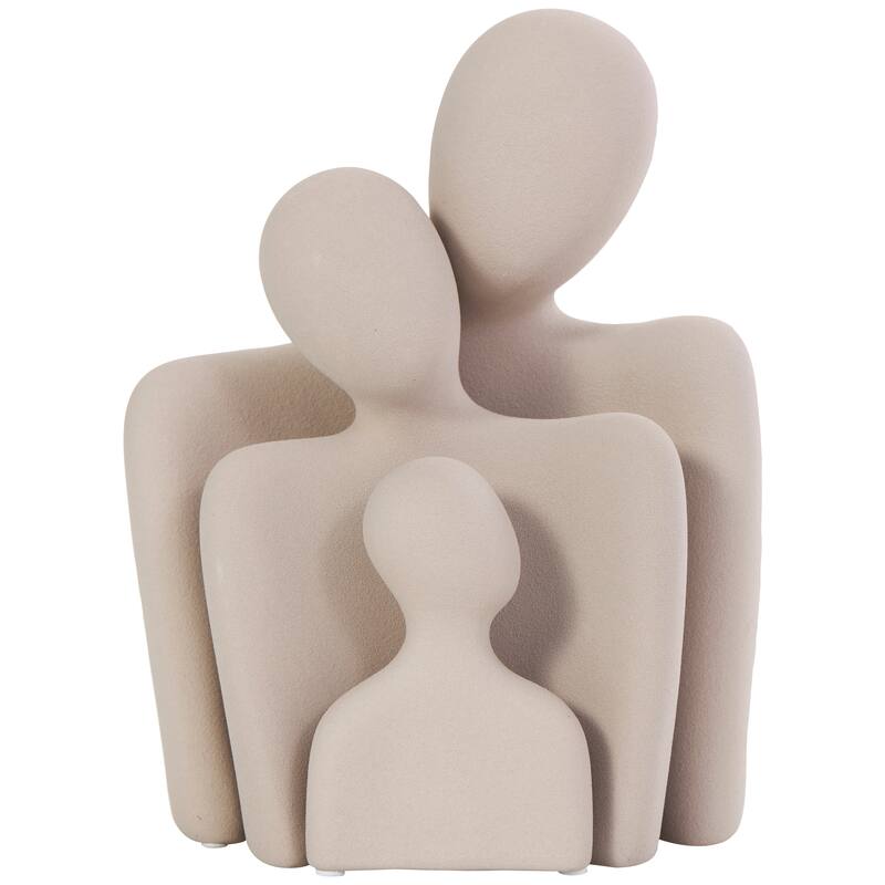Cream Ceramic Nesting Family People Decorative Sculpture (Set of 3)