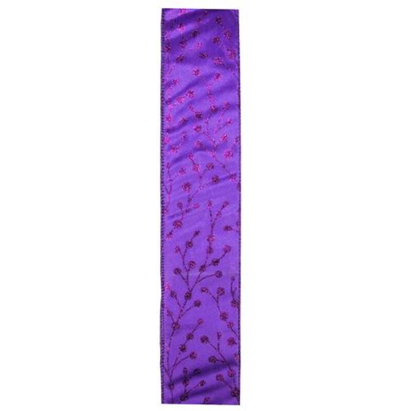 Shimmering Purple Tree Wired Christmas Craft Ribbon 2.5" x 10 Yards