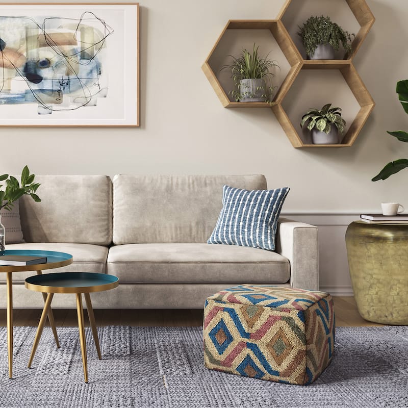 WYNDENHALL Mirella Boho Square Pouf - 20"w x 20"d x 14"h - Multi-Color