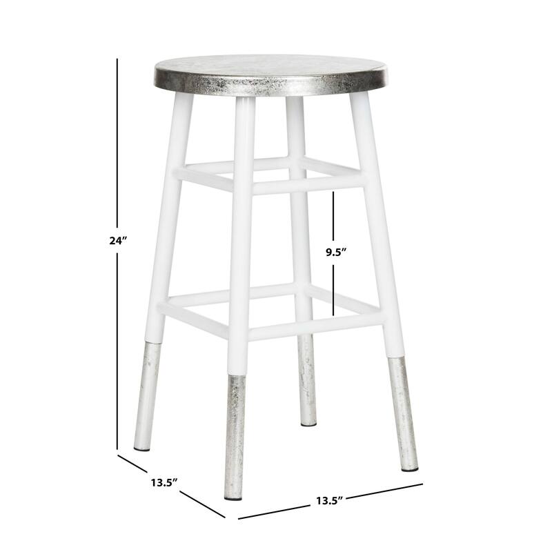 SAFAVIEH Verlene 24 Inch Silver Dipped Black / Silver Counter Stool - 13.5" x 13.5" x 24" - 14Wx14Dx24H