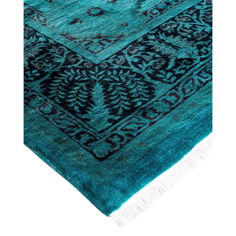 Overdyed, One-of-a-Kind Hand-Knotted Area Rug - Blue - 10' 2" x 14' 7"