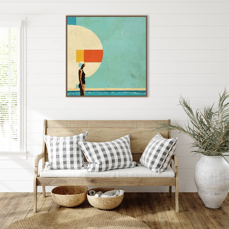 Mid Century Pool by Layla Oz Framed Canvas Wall Art Print