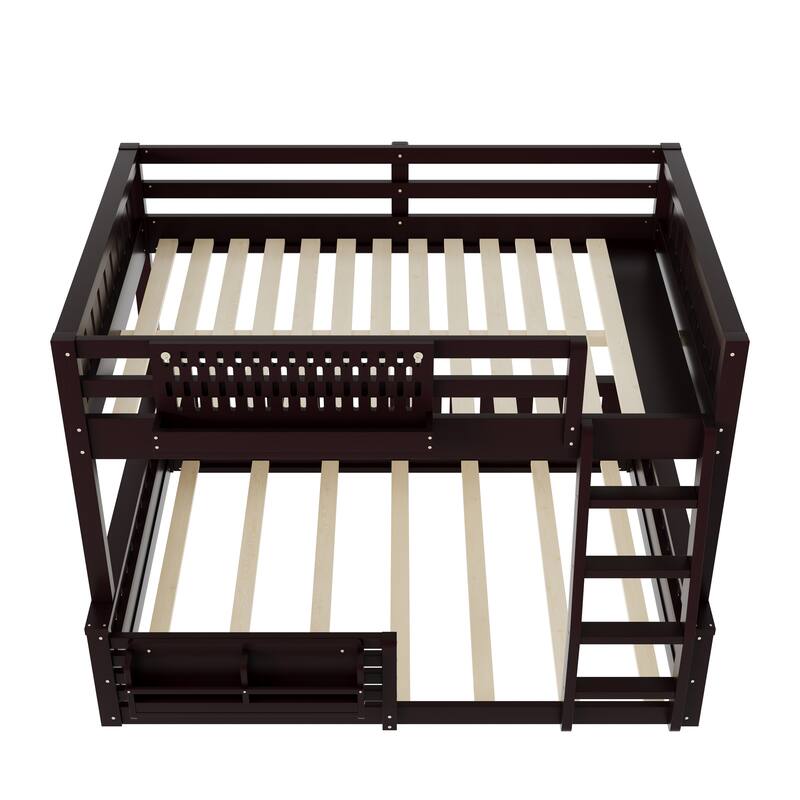 Full XL over Queen/Full over Queen Bunk Bed with Ladder and Guardrails, Pegboard and bookshelf