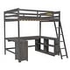 preview thumbnail 15 of 15, Full Size Loft Bed with U-shaped Desk and Storage Shelves,Minimalist Design