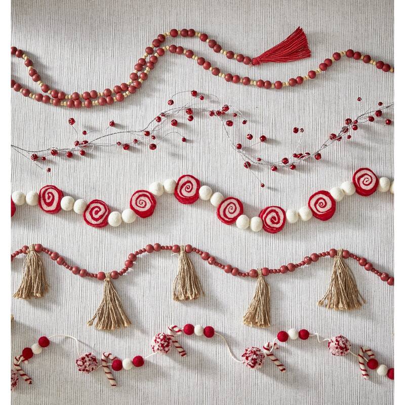 Jingle Bells Red Garland 60in Decorative Wall Banner Holiday Christmas Decor