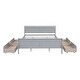 preview thumbnail 5 of 11, Queen Size Bed Frame Solid Pine Wood Construction Storage Bed Curved Legs Design Platform Bed with Headboard & 4 Drawers, Grey