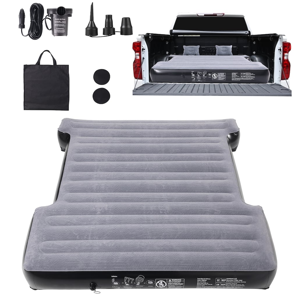 Truck Bed Air Mattress, for 5.5-5.8 ft Full Size Short Truck Beds, Inflatable Air Mattress Camping Bed with 12V Air Pump