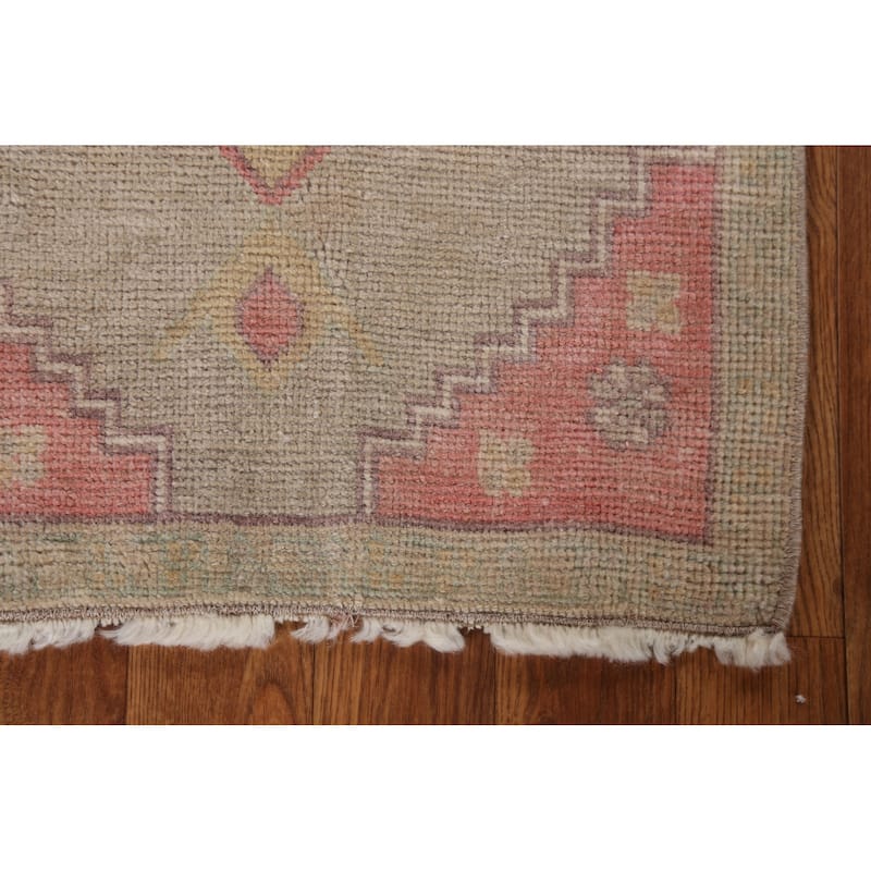 Vegetable Dye Oushak Turkish Oriental Wool Rug Handmade Foyer Carpet - 1'8" x 2'10"