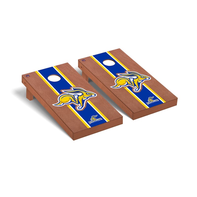 South Dakota State University Jackrabbits Cornhole Game Rosewood Stained Stripe Jackrabbit Version