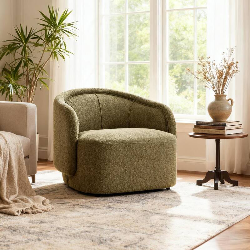 Scott Living - Modern Upholstered Accent Chair with Plush Integrated Cushion & Curved Ergonomic Design - 34.06"W