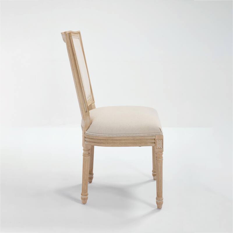 Set of 2 French Country Dining Chairs, Upholstered with T-Shaped Back