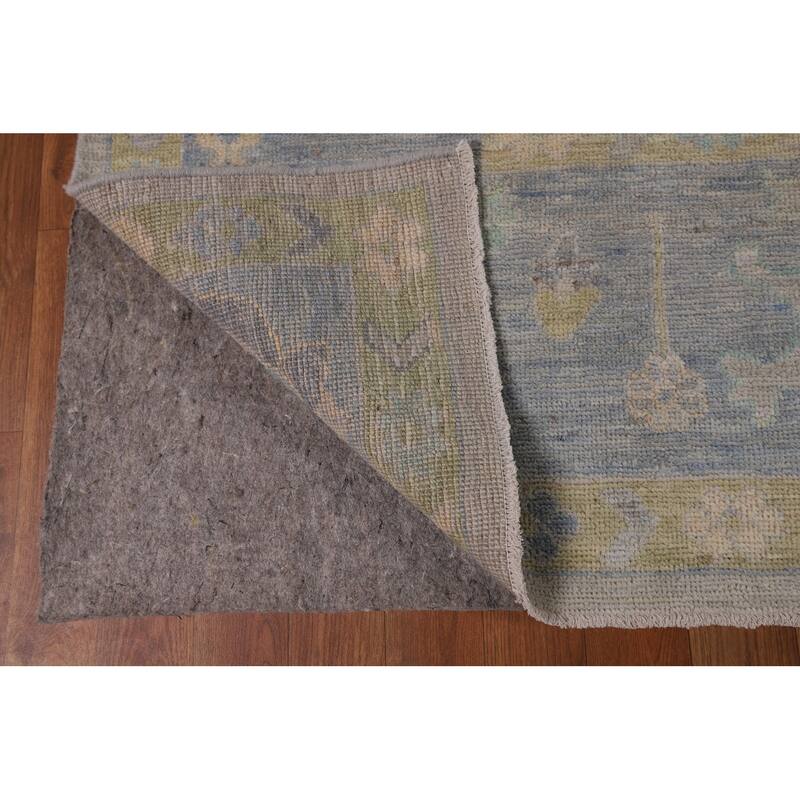 Vegetable Dye Oushak Oriental Area Rug Hand-Knotted Grey Wool Carpet - 8'11"x 11'8"