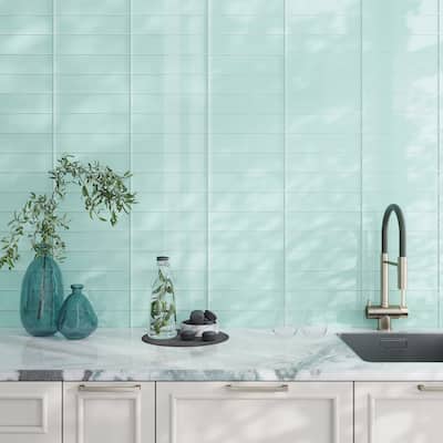 Apollo tile 3" x 12" Colorway Glossy Blizzard Blue Glass Tile (5 sq ft/case) - 20 Pack