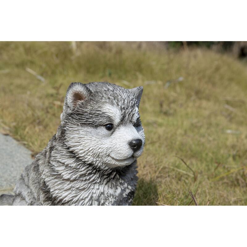 6.5" Sitting Malamute Puppy Outdoor Garden Statue