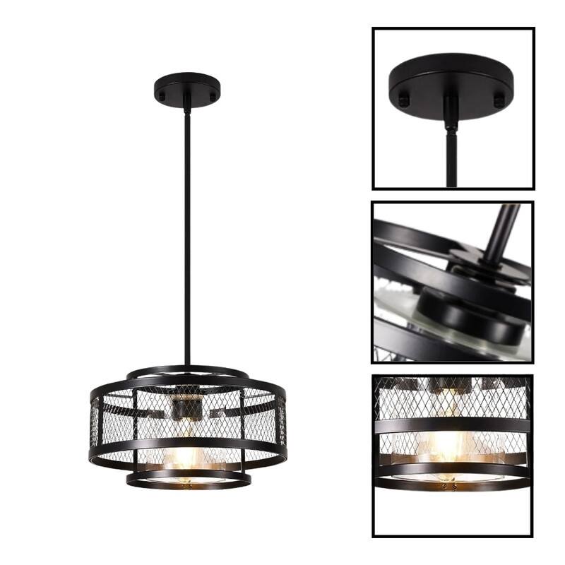 13” Light fixture matte black light kitchen glass, metal pendant light