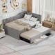 preview thumbnail 26 of 46, Daybed Captain Bed Upholstered Bed with Trundle and 3 Drawers, Elegance Stripe Design L-Shaped Upholstered Daybed Platform Bed