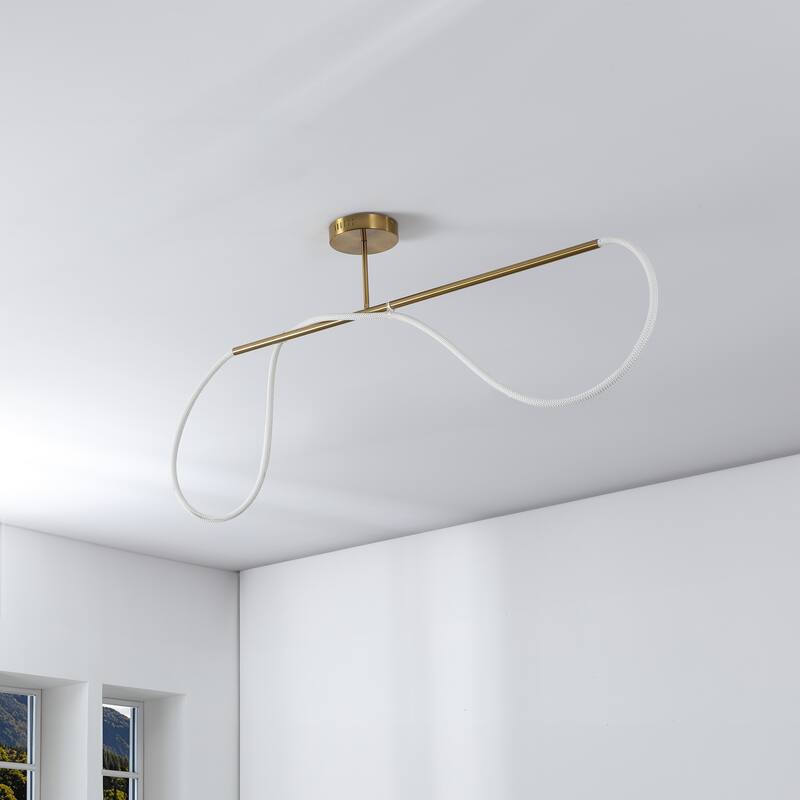 Lisette Contemporary Minimalist 360 Adjustable Silicone Neon Rope Dimmable Linear Integrated LED Flush Mount, by JONATHAN Y