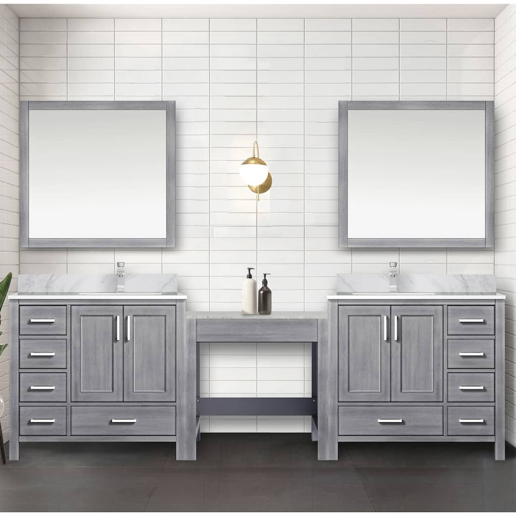 Coraline 102 in W x 22 in D Double Bath Vanity, Carrara Marble Top, and 34 in Mirrors