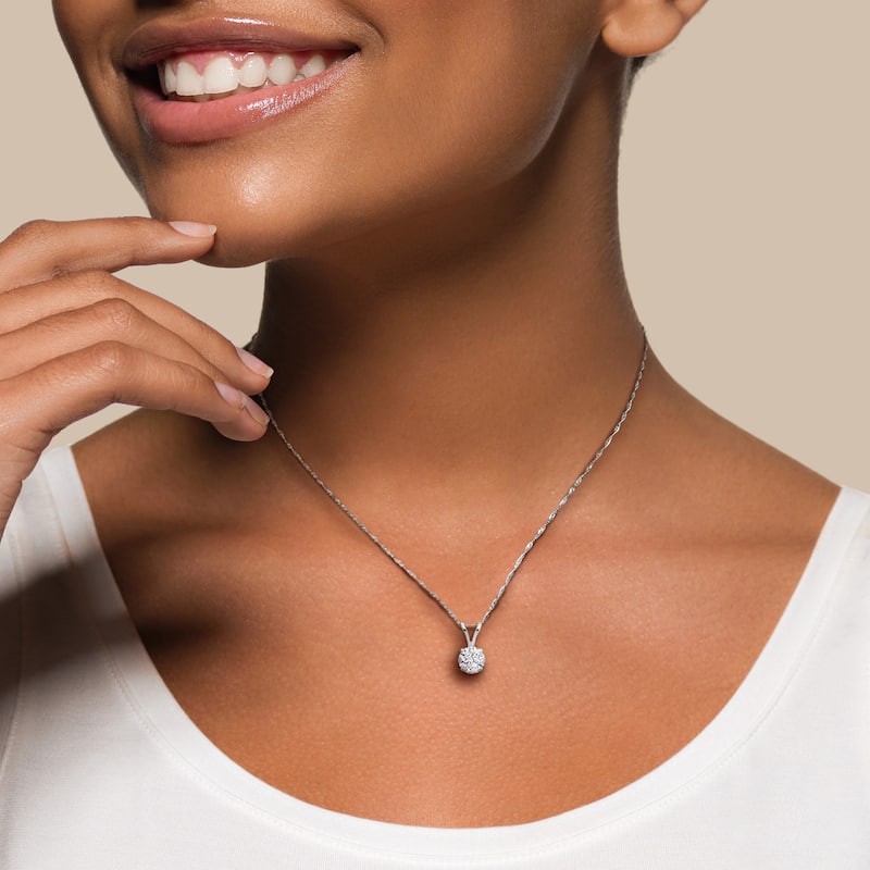1 ct TW Lab Grown Diamond Solitaire Pendant With Chain 14k White Gold