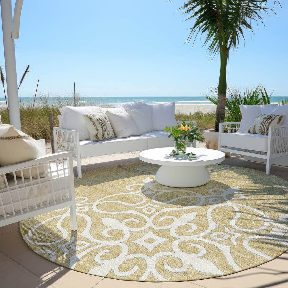 Machine Washable Indoor/ Outdoor Chantille Bold Medallion Rug