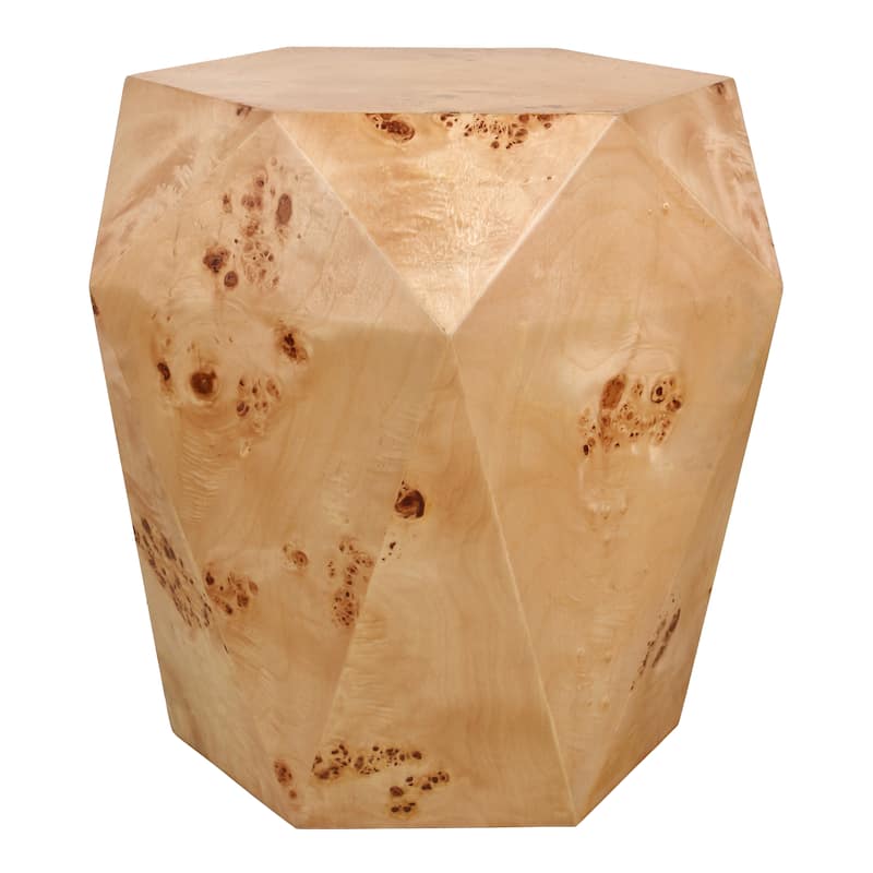 NPD Furniture Malva Burl Wood Geometric Side Table