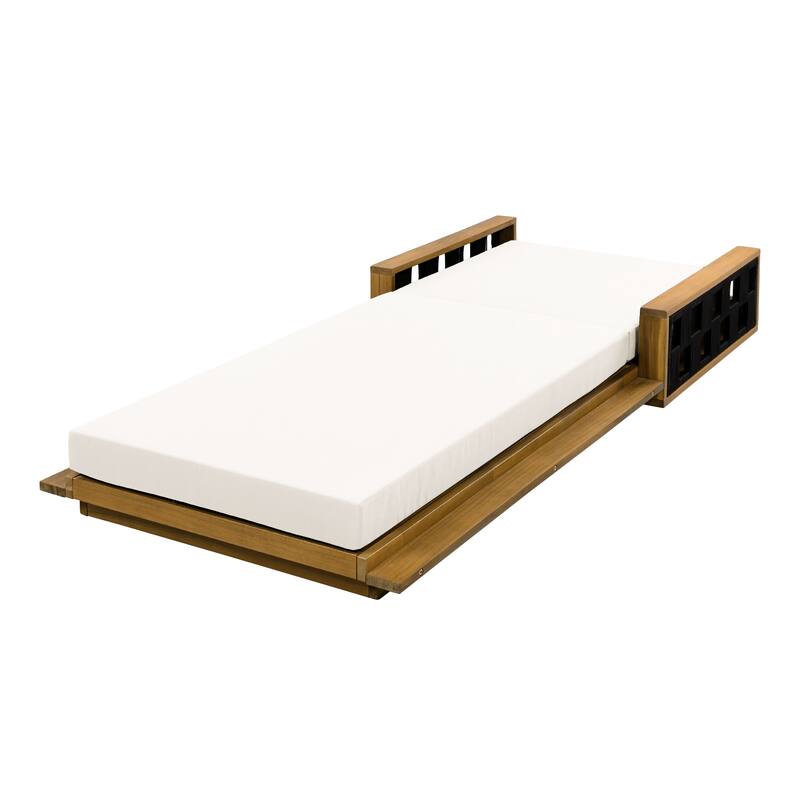 Christopher Knight Home - Modern Outdoor Solid Acacia Wood Lounge Chair with Adjustable Recline and Rope Accents - 78.94"L