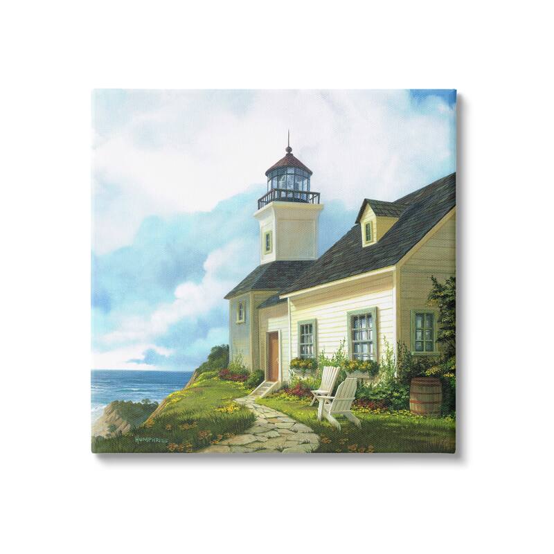 Stupell Coastal Lighthouse Beacon House Canvas Wall Art by Michael Humphries - 30 x 30