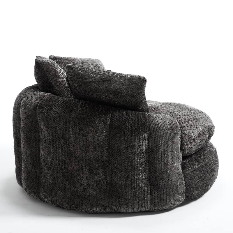 55" Modern Long Polyester Foam Round Bean Bag Sofa Chair with Pillows