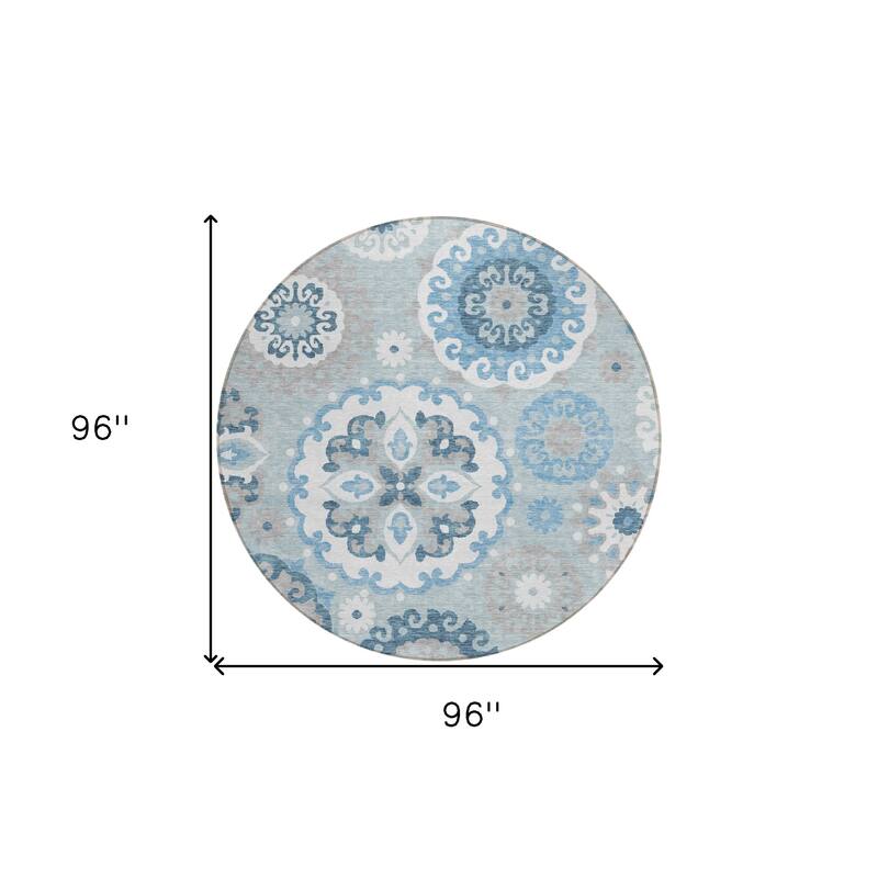HomeRoots Floral Medallion Transitional Rectangle Outdoor Rug