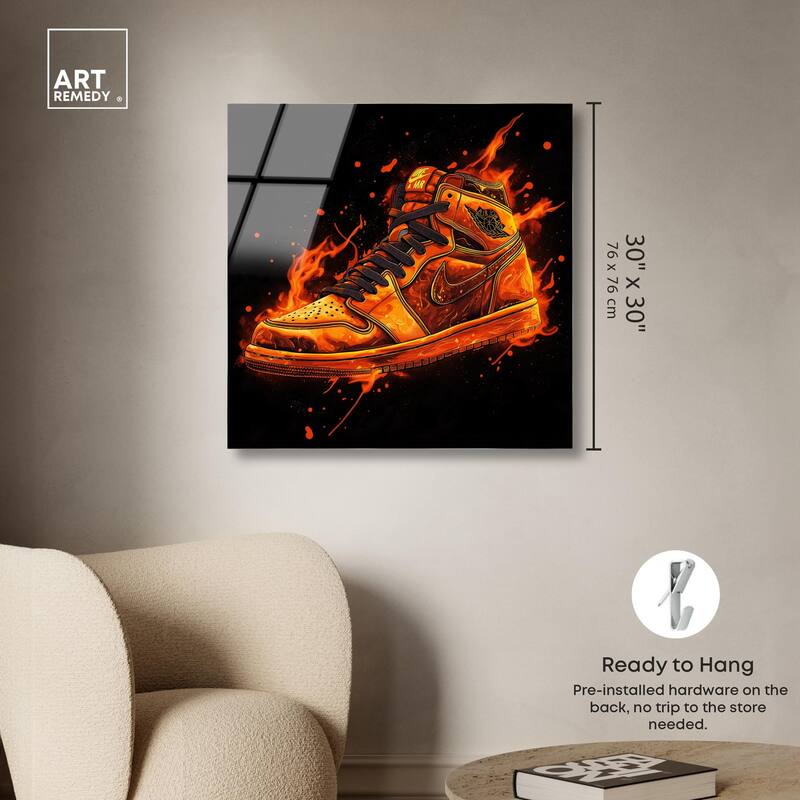 Jumpman on Fire I Acrylic by Art Remedy, Ready to Hang
