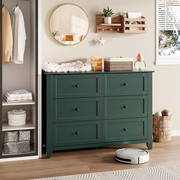 princess polly baby blue dress Green 6 Drawer Dresser for Bedroom, Wide Wooden Chest with Deep  Drawers,Modern Storage Organizer for Hallway, Entryway - On Sale - Bed Bath  & Beyond