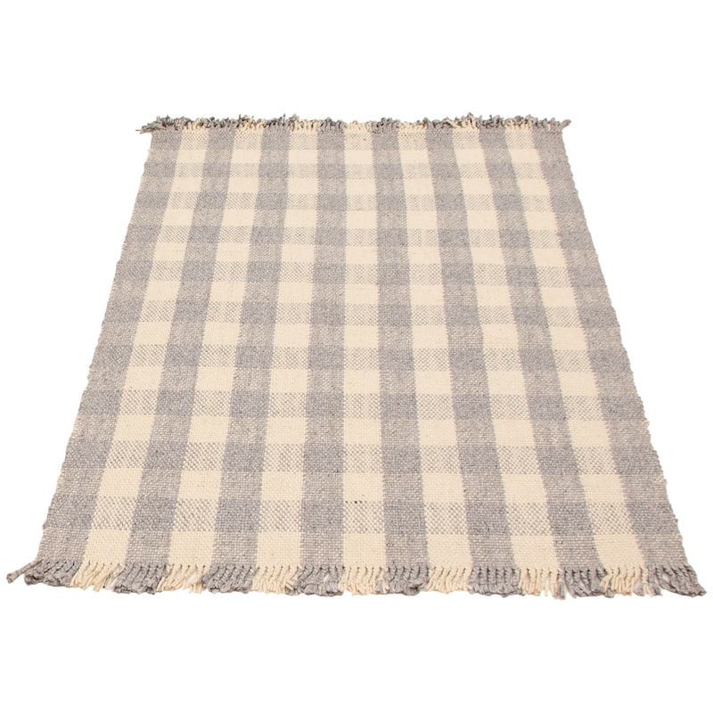 ECARPETGALLERY Hand Tufted Sienna Grey Wool Rug - 5'2 x 7'5