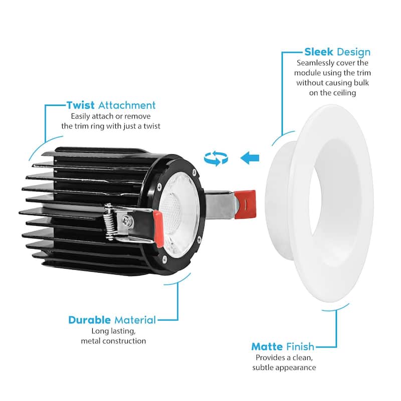 Luxrite 3 Inch LED Recessed Lights with J-Box, CRI 90, 5CCT 2700K-5000K, 1000LM, 15W, Dimmable, Wet Rated