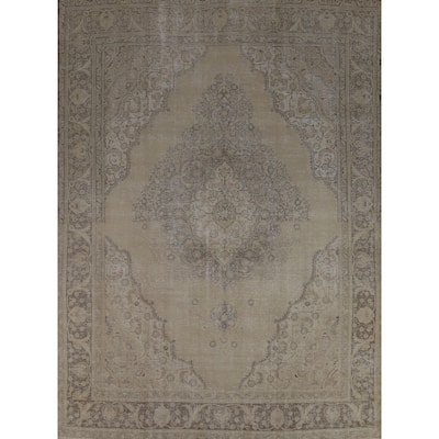 Traditional Medallion Tabriz Persian Vintage Wool Carpet - 9'7" x 12'7"