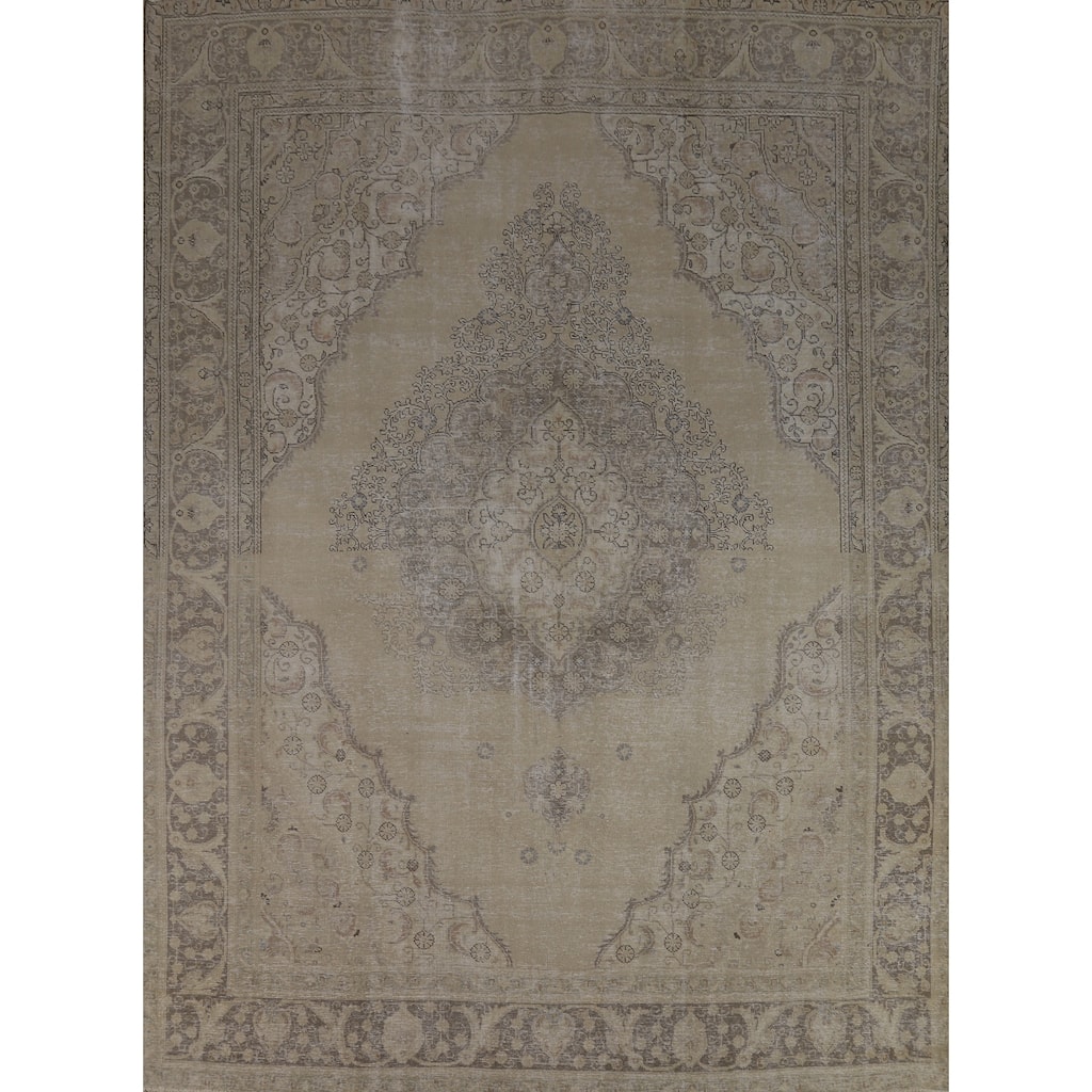 Traditional Medallion Tabriz Persian Vintage Wool Carpet - 9'7" x 12'7"