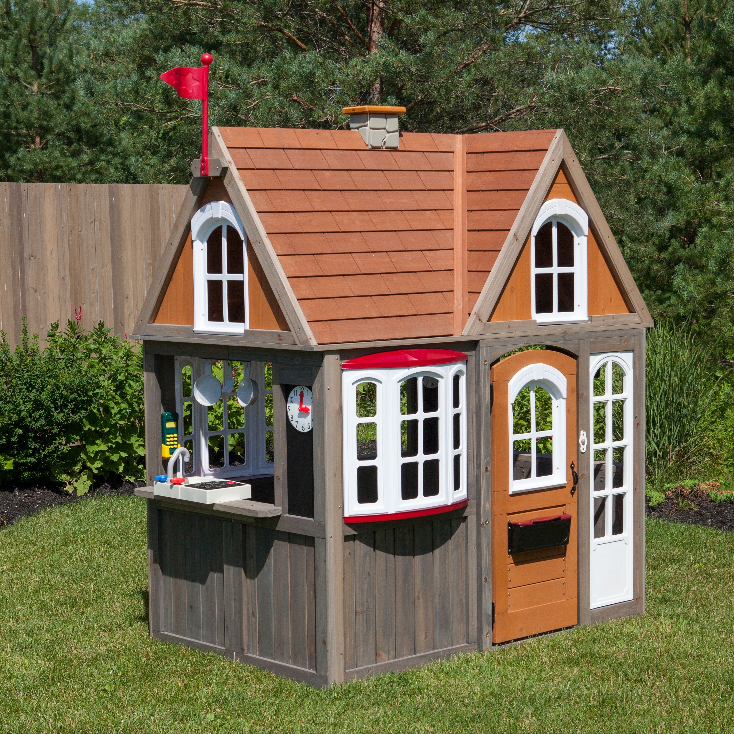 Shop Kidkraft Greystone Cottage Playhouse With Ez Kraft Assembly